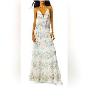Alice + Olivia Karolina Printed Eyelet Maxi Dress, Size 4